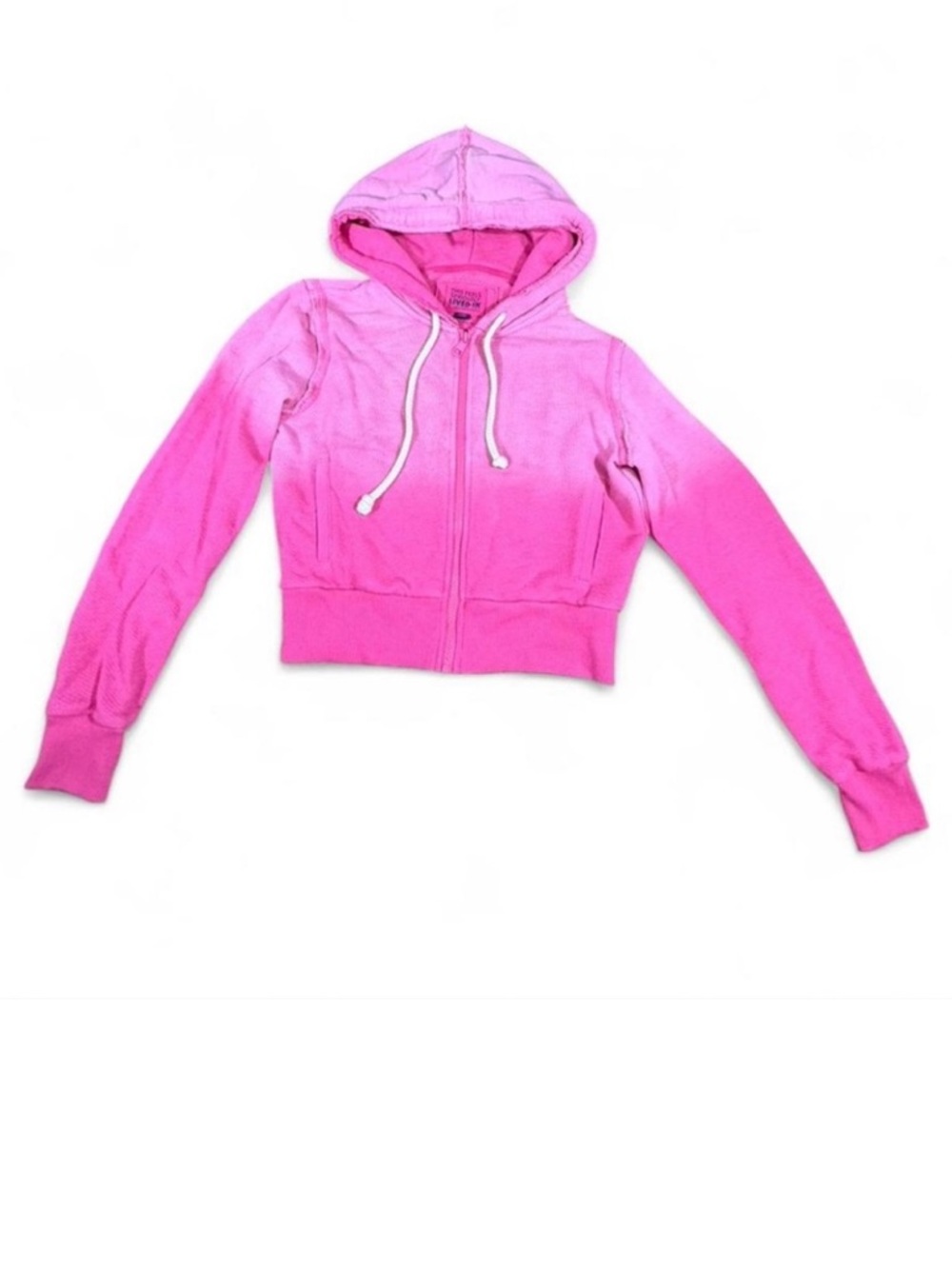 American Eagle Pink Cropped Zip Hoodie Small | Barbiecore Y2K cozy